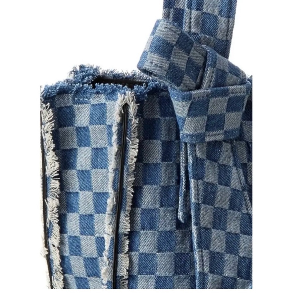 Zac Posen Anthea Denim Checkered Tote Bag NWT - Picture 7 of 16